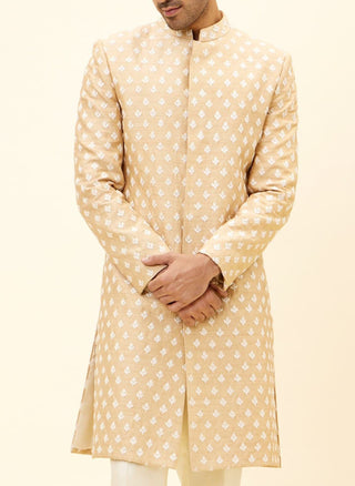 Sva By Sonam And Paras Modi-Beige Sherwani With Pants-INDIASPOPUP.COM