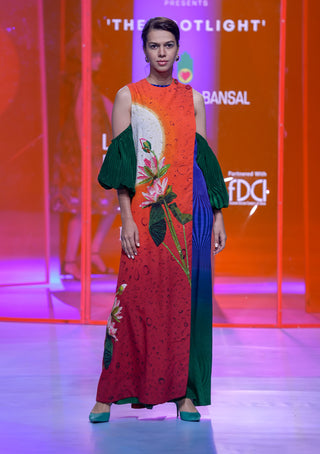 Siddhartha Bansal-Cherry Red Embellished Cape And Jumpsuit-INDIASPOPUP.COM