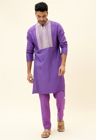 Sva By Sonam And Paras Modi-Purple Kurta With Pants-INDIASPOPUP.COM