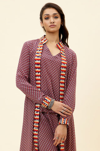 Sva By Sonam And Paras Modi-Blue Print Top With Pants And Jacket-INDIASPOPUP.COM