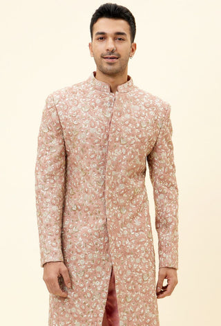 Sva By Sonam And Paras Modi Men-Old Rose Embroidered Sherwani With Pants-INDIASPOPUP.COM