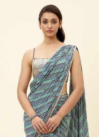 Sva By Sonam And Paras Modi-Multicolor Leaf Sari With Blouse-INDIASPOPUP.COM