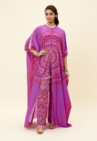 Sva By Sonam And Paras Modi-Purple Ravi Butta Print Kaftan With Pant-INDIASPOPUP.COM