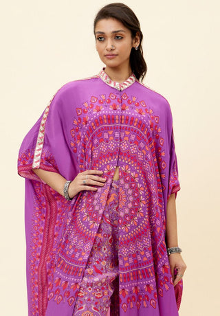 Sva By Sonam And Paras Modi-Purple Ravi Butta Print Kaftan With Pant-INDIASPOPUP.COM