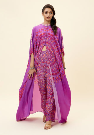 Sva By Sonam And Paras Modi-Purple Ravi Butta Print Kaftan With Pant-INDIASPOPUP.COM