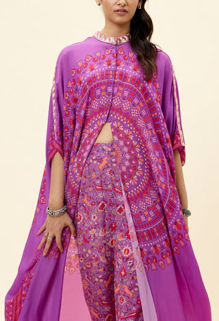 Sva By Sonam And Paras Modi-Purple Ravi Butta Print Kaftan With Pant-INDIASPOPUP.COM