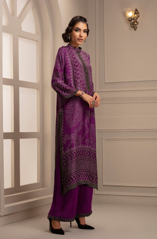 Rajdeep Ranawat-Purple Kurta And Pant With Stole-INDIASPOPUP.COM