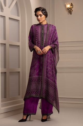 Rajdeep Ranawat-Purple Kurta And Pant With Stole-INDIASPOPUP.COM