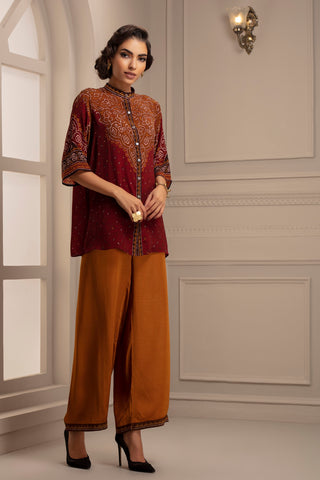 Rajdeep Ranawat-Red & Brown Top With Pant-INDIASPOPUP.COM