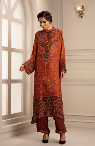 Rajdeep Ranawat-Rust Tunic With Pant-INDIASPOPUP.COM