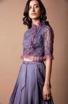 K-Anshika-Violet Ruffle Skirt & Overlapped Blouse-INDIASPOPUP.COM