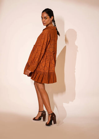 Nikita Mhaisalkar-Rust Short Dress-INDIASPOPUP.COM