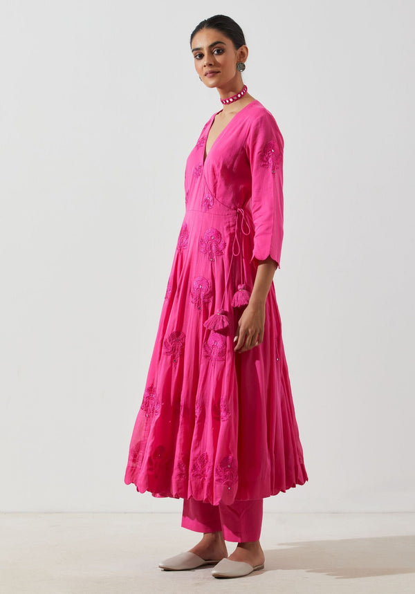 Label Earthen-Rani Pink Kurta With Pant-INDIASPOPUP.COM