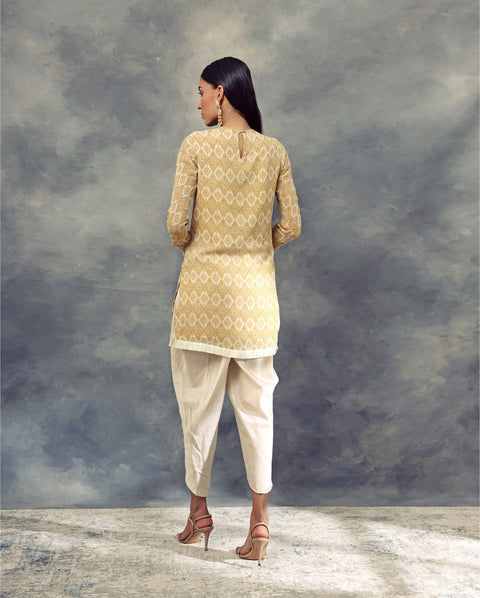 Bhumika Sharma-Mustard Yellow Printed Kurta With Dhoti Pants-INDIASPOPUP.COM