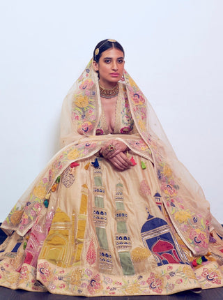 Rar Studio-Beige & Multicolor Lehenga Set-INDIASPOPUP.COM