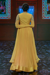 Ridhi Mehra-Ochre Yellow Chiffon Anarkali-INDIASPOPUP.COM