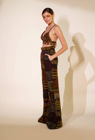 Nikita Mhaisalkar-Multicolour Abstract Print Pant-INDIASPOPUP.COM