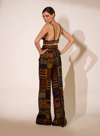 Nikita Mhaisalkar-Multicolour Abstract Print Pant-INDIASPOPUP.COM