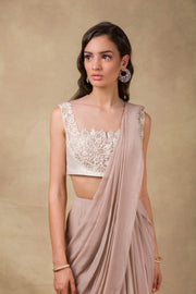 Ridhi Mehra - Pink Embroidered Drape Saree - INDIASPOPUP.COM