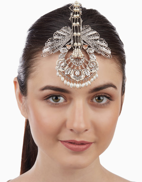 Outhouse-White Rhodium Leonarda Noir Mohawk-INDIASPOPUP.COM