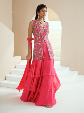 Hot Pink Embellished Sharara Set