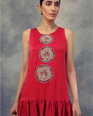 Bhumika Sharma-Ruby Red Frill Kurta & Sharara Set-INDIASPOPUP.COM