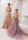 Charu & Vasundhara-Lavender Double Layer Top With Skirt-INDIASPOPUP.COM