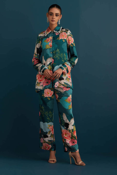 House Of Pink-Blue Printed Shirt With Pant-INDIASPOPUP.COM