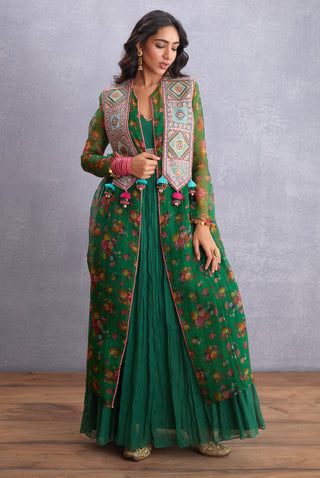 Torani-Green Panna Koshi Baluchi Jacket-INDIASPOPUP.COM