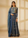 Shyam Narayan Prasad-Navy Blue Anarkali Set-INDIASPOPUP.COM