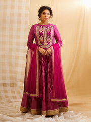 Shyam Narayan Prasad-Wine Pink Anarkali Set-INDIASPOPUP.COM