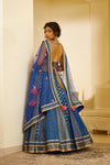 Shyam Narayan Prasad-Royal Blue Embroidered Lehenga Set-INDIASPOPUP.COM
