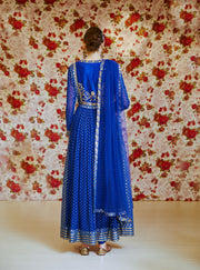 Shyam Narayan Prasad-Royal Blue Embroidered Anarkali Set-INDIASPOPUP.COM