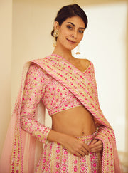 Shyam Narayan Prasad-Light Pink Gota And Thread Lehenga Set-INDIASPOPUP.COM