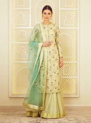 Shyam Narayan Prasad-Lemon Green Kurti And Skirt Set-INDIASPOPUP.COM