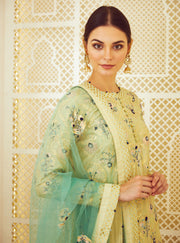 Shyam Narayan Prasad-Lemon Green Kurti And Skirt Set-INDIASPOPUP.COM