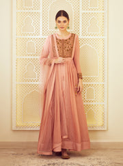Shyam Narayan Prasad-Old Rose Pink Anarkali Set-INDIASPOPUP.COM