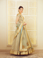 Shyam Narayan Prasad-Sea Green Embroidered Lehenga Set-INDIASPOPUP.COM