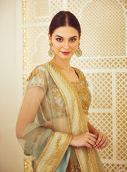 Shyam Narayan Prasad-Sea Green Embroidered Lehenga Set-INDIASPOPUP.COM