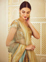Shyam Narayan Prasad-Sea Green Embroidered Lehenga Set-INDIASPOPUP.COM