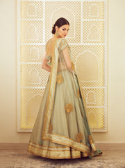 Shyam Narayan Prasad-Sea Green Embroidered Lehenga Set-INDIASPOPUP.COM