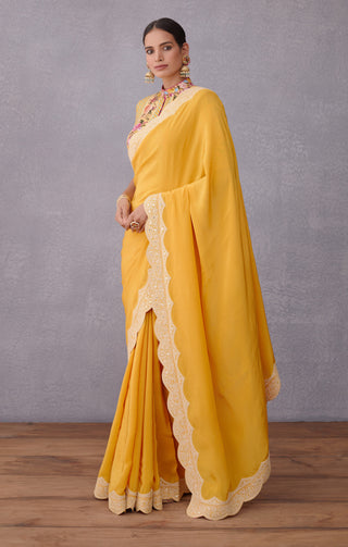 Torani-Yellow Sunehra Dhiya Saree With Blouse-INDIASPOPUP.COM