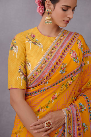 Torani-Yellow Sunehra Aashvani Saree-INDIASPOPUP.COM