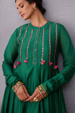 Torani-Green Panna Sitara Raisah Kurta With Pants-INDIASPOPUP.COM