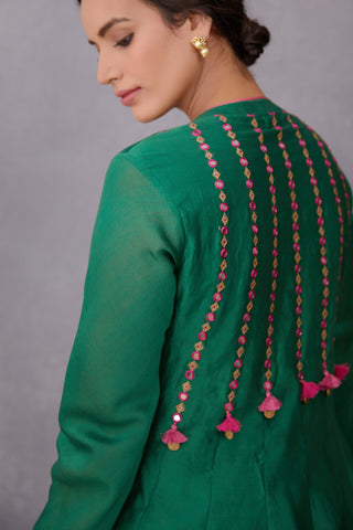 Torani-Green Panna Sitara Raisah Kurta With Pants-INDIASPOPUP.COM