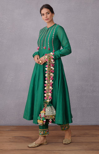 Torani-Green Panna Sitara Raisah Kurta With Pants-INDIASPOPUP.COM