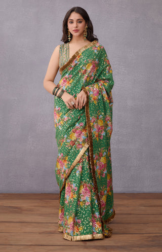 Torani-Green Panna Qasiba Saree-INDIASPOPUP.COM