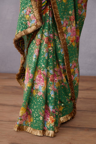 Torani-Green Panna Qasiba Saree-INDIASPOPUP.COM