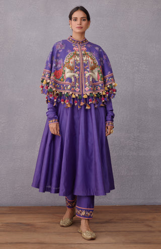 Torani-Purple Jamuni Ashvamedha Baluchi Cape-INDIASPOPUP.COM