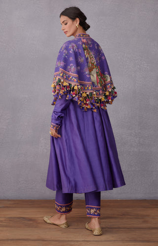 Torani-Purple Jamuni Ashvamedha Baluchi Cape-INDIASPOPUP.COM